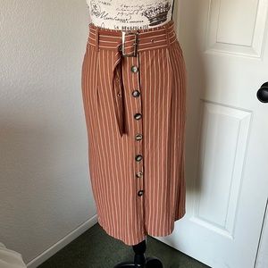 Neutral Striped Pencil Skirt